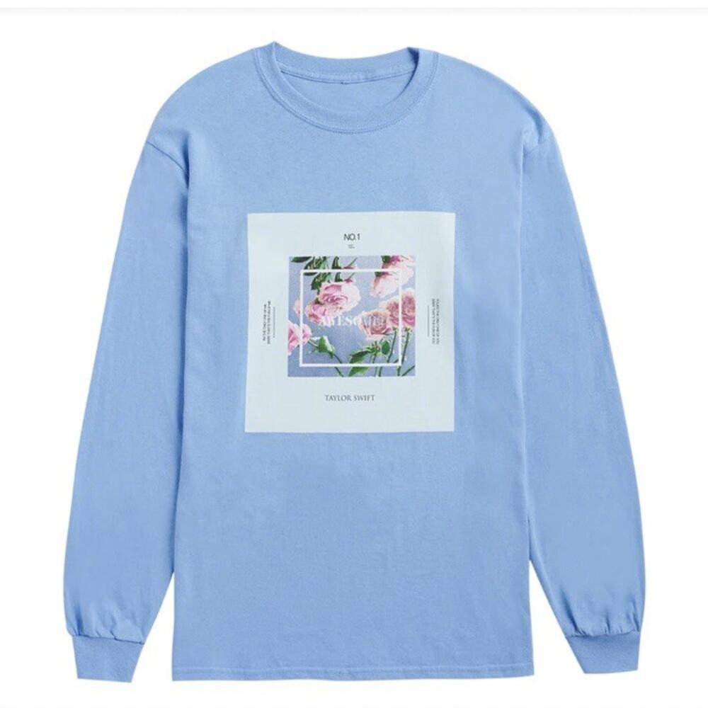 SHIPS ASAP Taylor Swift ME! square flower blue long sleeve Lover shirt LARGE NEW